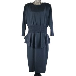 Breli Originals Vintage 80s Peplum Black Dress 14